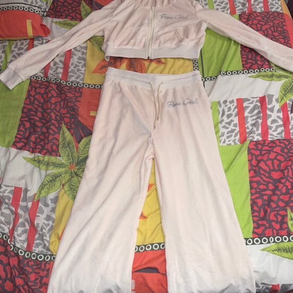 Cream Colored Y2K Inspired Tracksuit - Picture 2 of 2